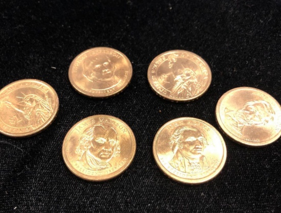 6 $1 Presidential Dollars