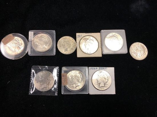 9 Peace Silver Dollars