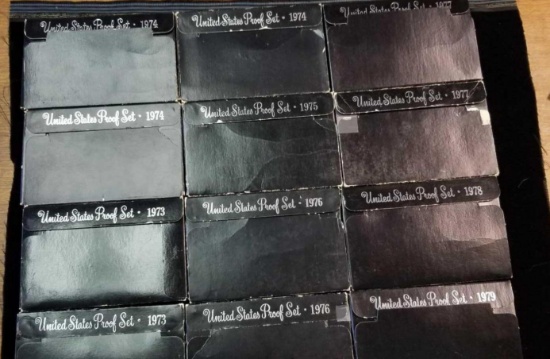 12 United States Proof Sets 1973 to 1979