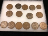 14 One Penny copper coins with King George V and 1 Half Penny