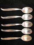 5 Sterling Silver Spoons Swan Lake Pattern