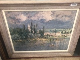 Framed Monet Reproduction on Canvas