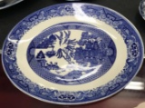 Blue and White Oval Plate