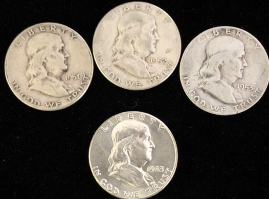 Lot of Benjamin Franklin Half Dollars