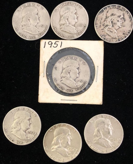 Benjamin Franklin Half Dollar Lot of 7
