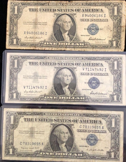 3 Silver Certificate $1 Bills