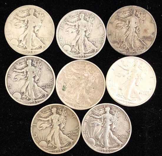 8 Walking Liberty Halves