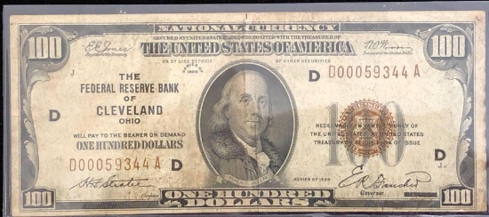 1929 $100 Federal Reserve Bank of Cleveland