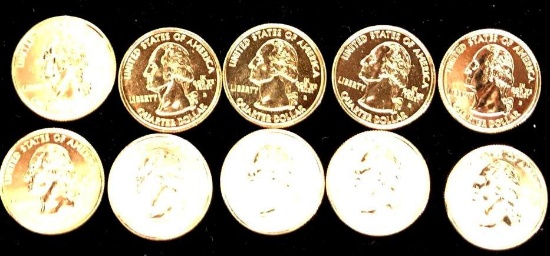 1 Lot of 10 Gold Plated State Quarters