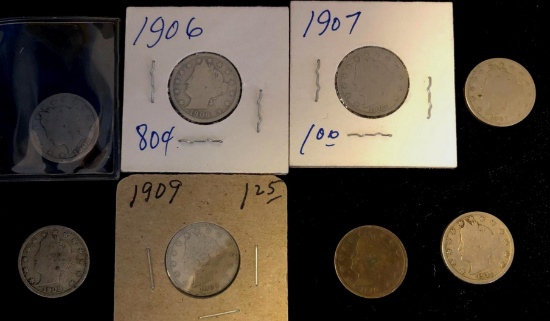 One Lot of 8 V Nickels