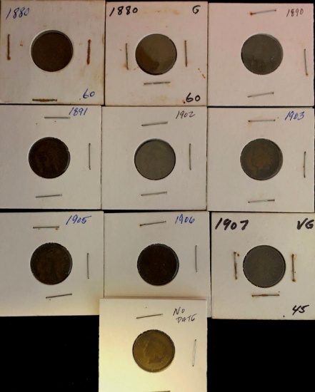 9 Indian Head Pennies