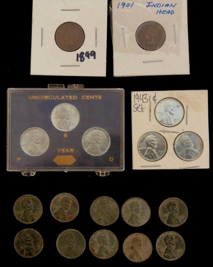 Indian Head & Steel Penny Lot