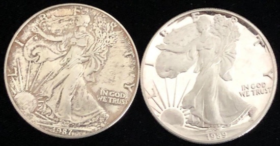 Wlaking Liberty Silver Dollars Lot of 2