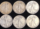 Walking Liberty Half Dollars Lot of 6