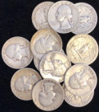 Lot of 12 1950s Washington Quarters