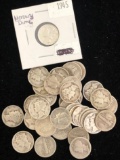 1 Lot of 36 Mercury Dimes