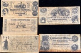 5 Confederate Treasury Notes *Replicas*