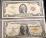 1935 Yellow Seal Silver Certificate And 1963 $2 Red Seal