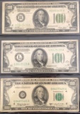 1 Lot of 3 $100 Federal Reserve Notes