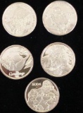 Lot of 5 1oz Silver Rounds Christmas Themes