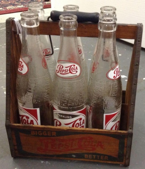 Vintage Wooden Pepsi Carton With Bottles