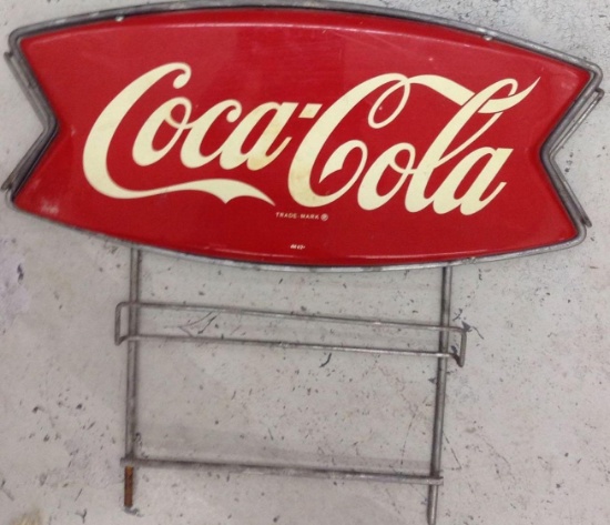 Vintage Metal Coca Cola Sign and Rack