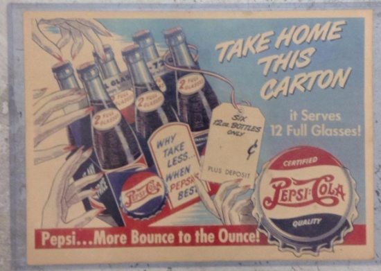 Vintage Store Cardboard Pepsi Sign