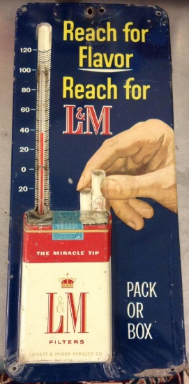 Vintage L&M Cigarette Thermometer With 3D Cig Pack That Comes Out