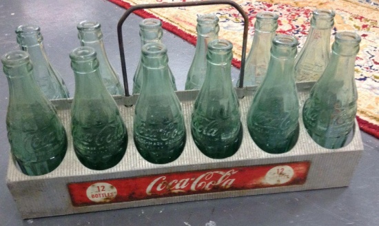 Vintage Aluminum 12 Bottle Coca Cola With Bottles