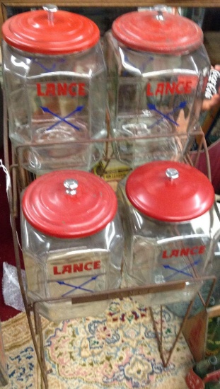 Lance Four Jar Display With Metal Rack
