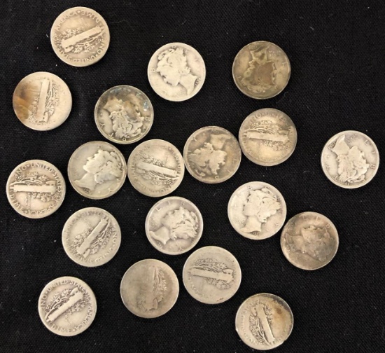 1 Lot of 19 Mercury Dimes