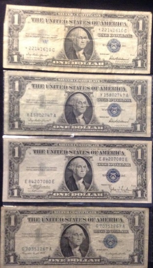 Lot of 4 One Dollar Silver Certificates