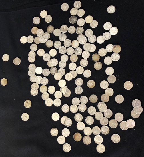 1 Lot of 140 Silver Dimes