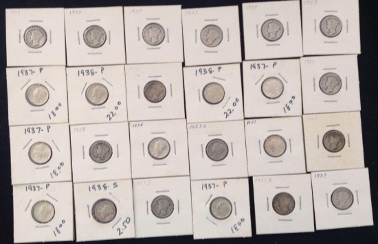 1 Lot of 48 Mercury Dimes
