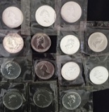 1 Lot of 14 Canadian $5 Silver Rounds