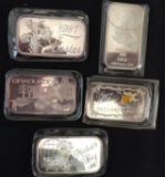 1 Lot of 5 Silver Bars