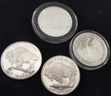 1 Lot of 4 1 oz Silver Rounds