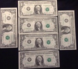 6 $1 Consecutive Bills