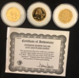 1 Lot of 3 24 KT Gold Plated State Quarters