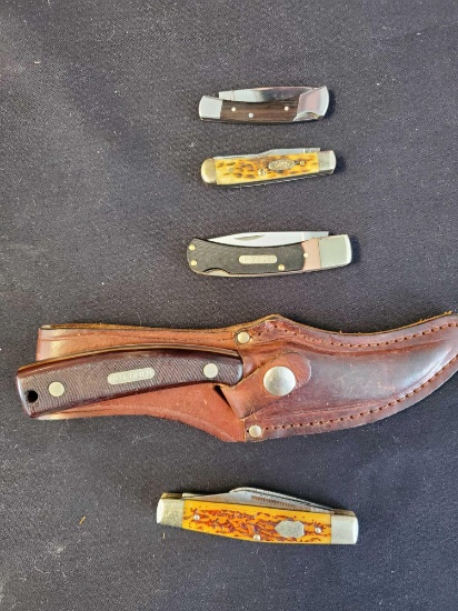 Lot of 4 Knives- Case, Schrade, Browning and Pitt Bull