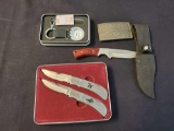 Mixed Lot of Knives, belt buckle and NS keychain clock