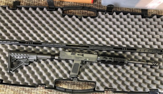 Master Piece Arms Semi Automatic, 5.72 x 28mm and muzzle break and collapsible stock, SN: V7035