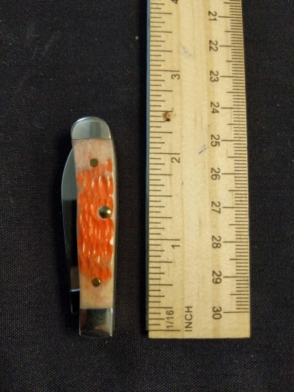 W.R. Case & sons Cutlery CO., Hem No. 09794, 154, 6215W SS, Tiny Trapper, BN RG , Salmon 4D