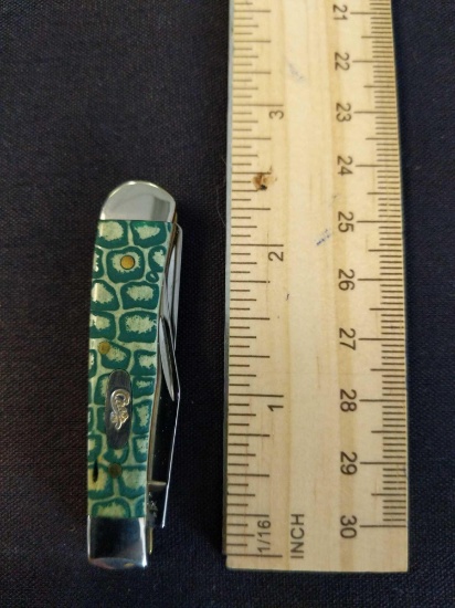 W. R. Case & Sons Cutlery Co., Item NO. 08373, 654, 62154 SS, Tiny Trapper CLV GRN, BN SM