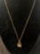 Fashion Pendant in 14K Yellow Gold with One Pear Shaped Blue Topaz, 6 x 4mm stone