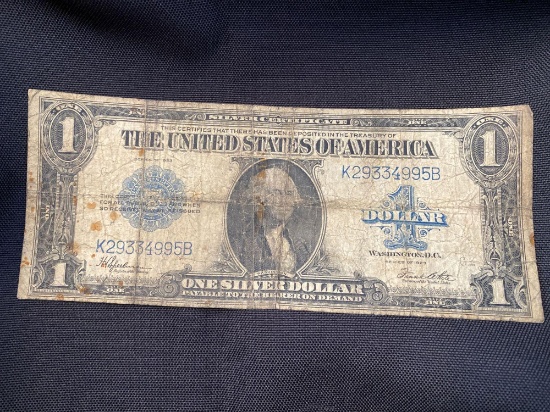 1923 Blue Seal Silver Certificate Currency