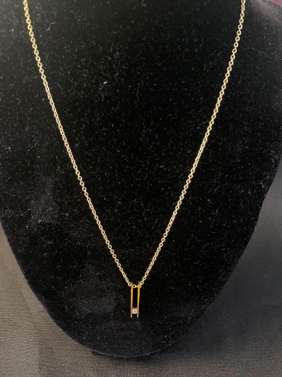 14K Yellow Gold necklace with Small Diamond