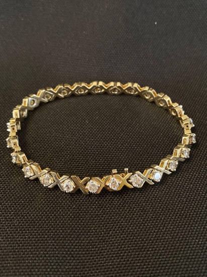 14K Yellow Gold Tennis Bracelet With 25 Round Diamonds 4.00 ct. tw