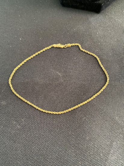 14K Gold Ladies Rope Fashion Bracelet with Lobster Claw Clasp