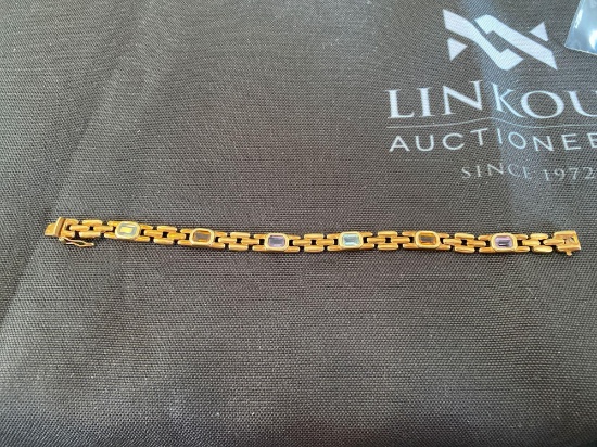 7" 14K Rose Gold Bracelet with Multi-Colored Stones
